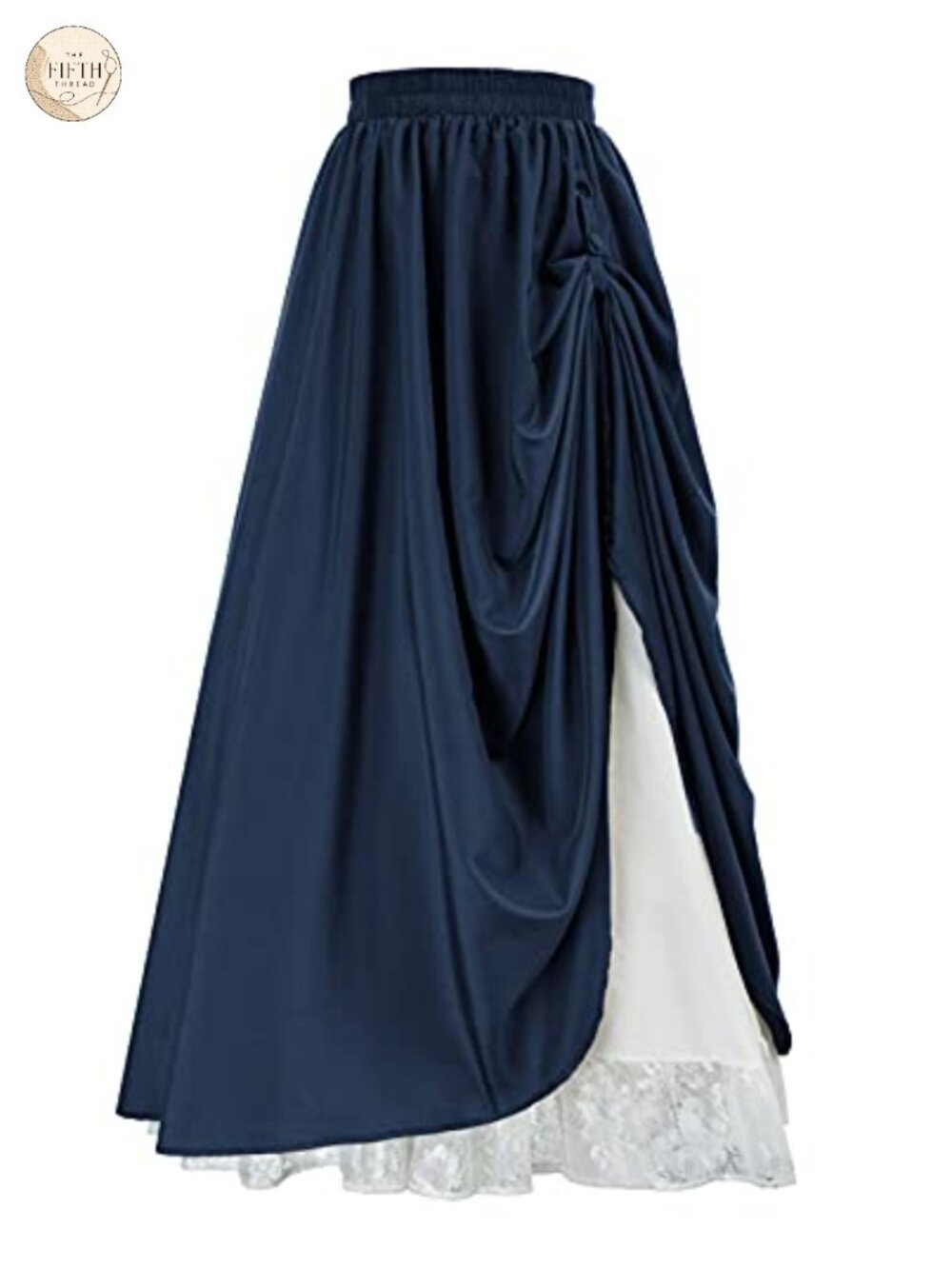 Medieval Renaissance A-Line Maxi Skirt Double Layered Elastic Waist
